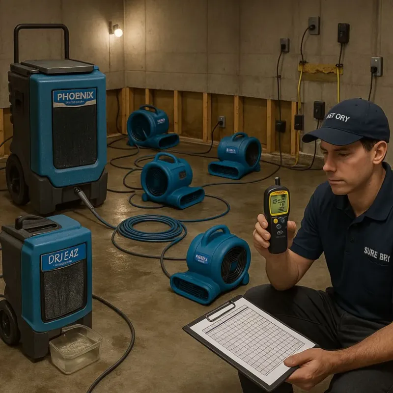 Structural Drying and Dehumidification process in Ocilla, GA